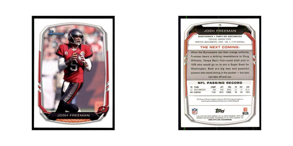 2013 Bowman Josh Freeman Football Cards #76