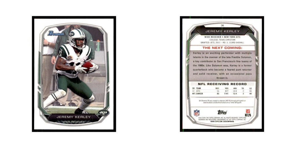 2013 Bowman Jeremy Kerley Jets