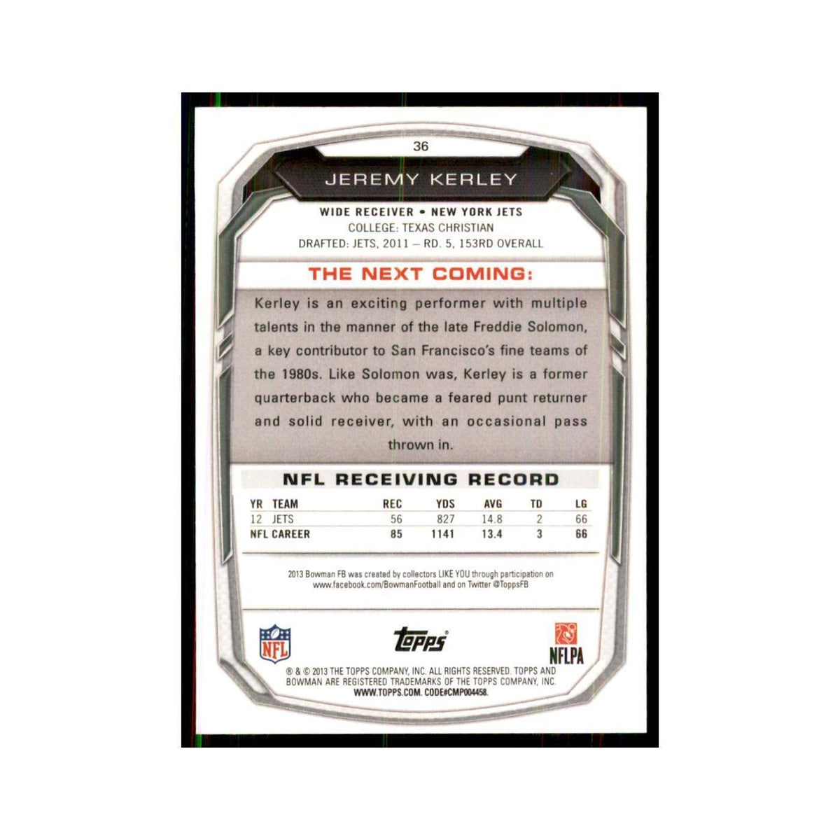 2013 Bowman Jeremy Kerley #36