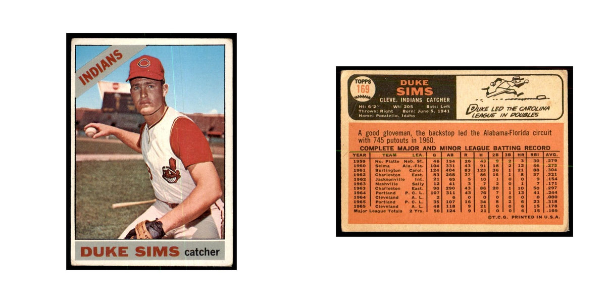 1966 Topps (damaged) Duke Sims Baseball Cards #169