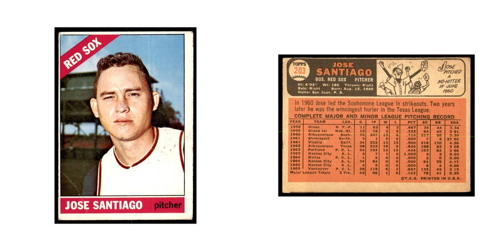 1966 Topps (damaged) Jose Santiago Baseball Cards #203