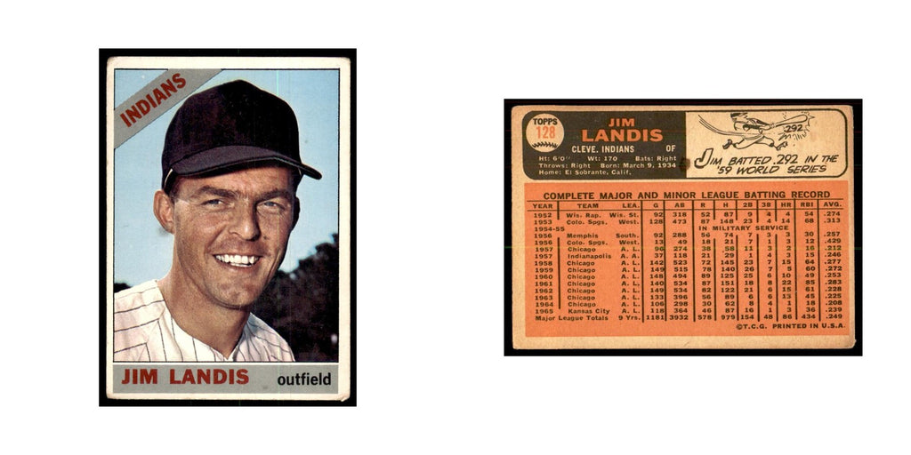 1966 Topps (damaged) Jim Landis Baseball Cards #128
