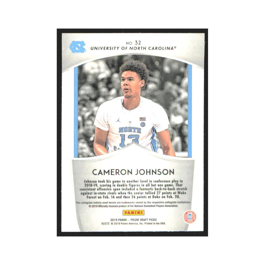 2019 Panini Prizm Draft Cameron Johnson North Carolina Tar Heels #32
