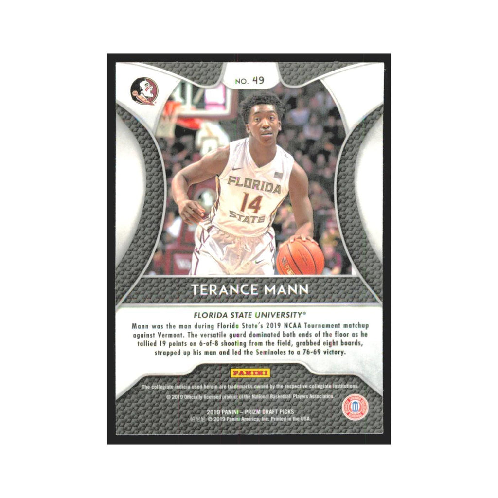 2019 Panini Prizm Draft Terance Mann RC Florida State Seminoles #49