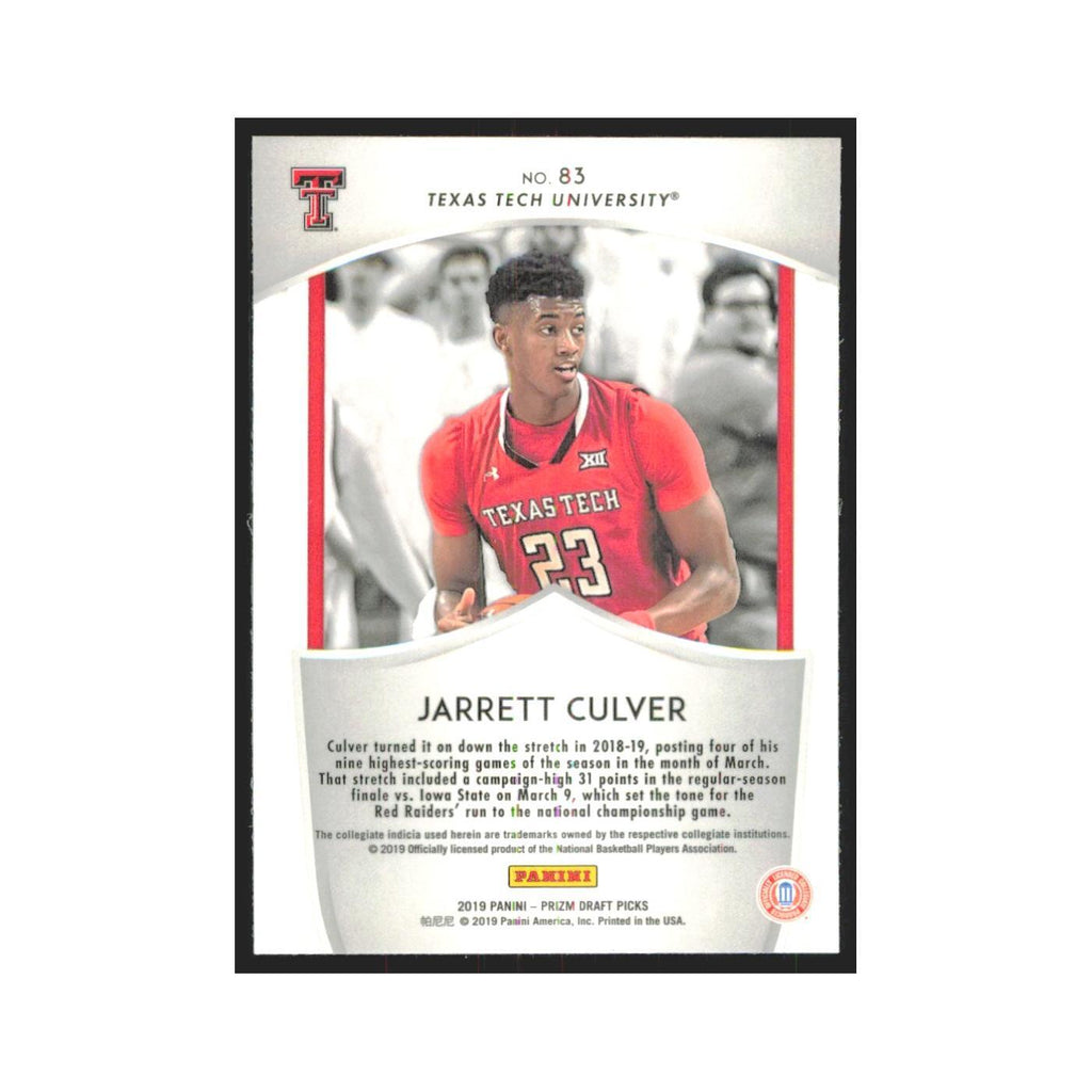 2019 Panini Prizm Draft Jarrett Culver Texas Tech Red Raiders #83