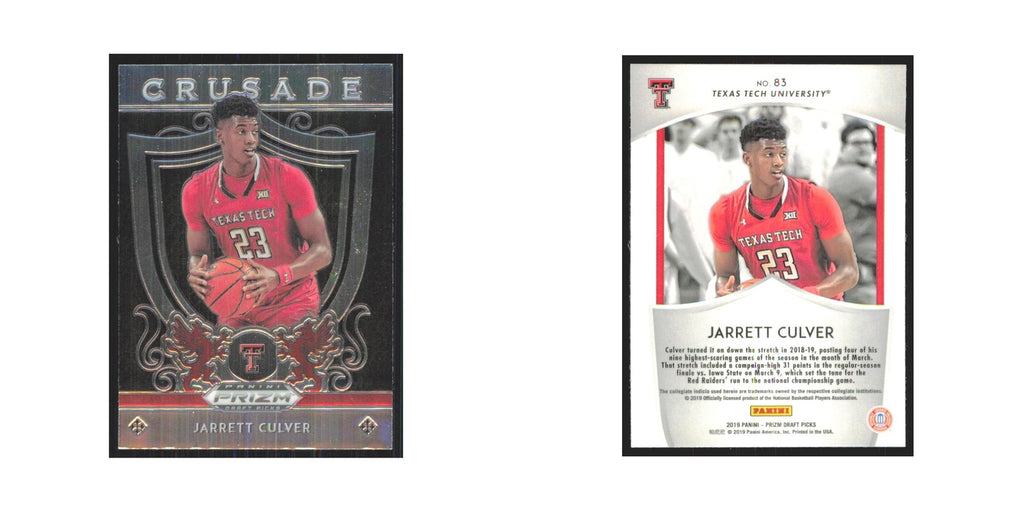 2019 Panini Prizm Draft Jarrett Culver Texas Tech Red Raiders #83