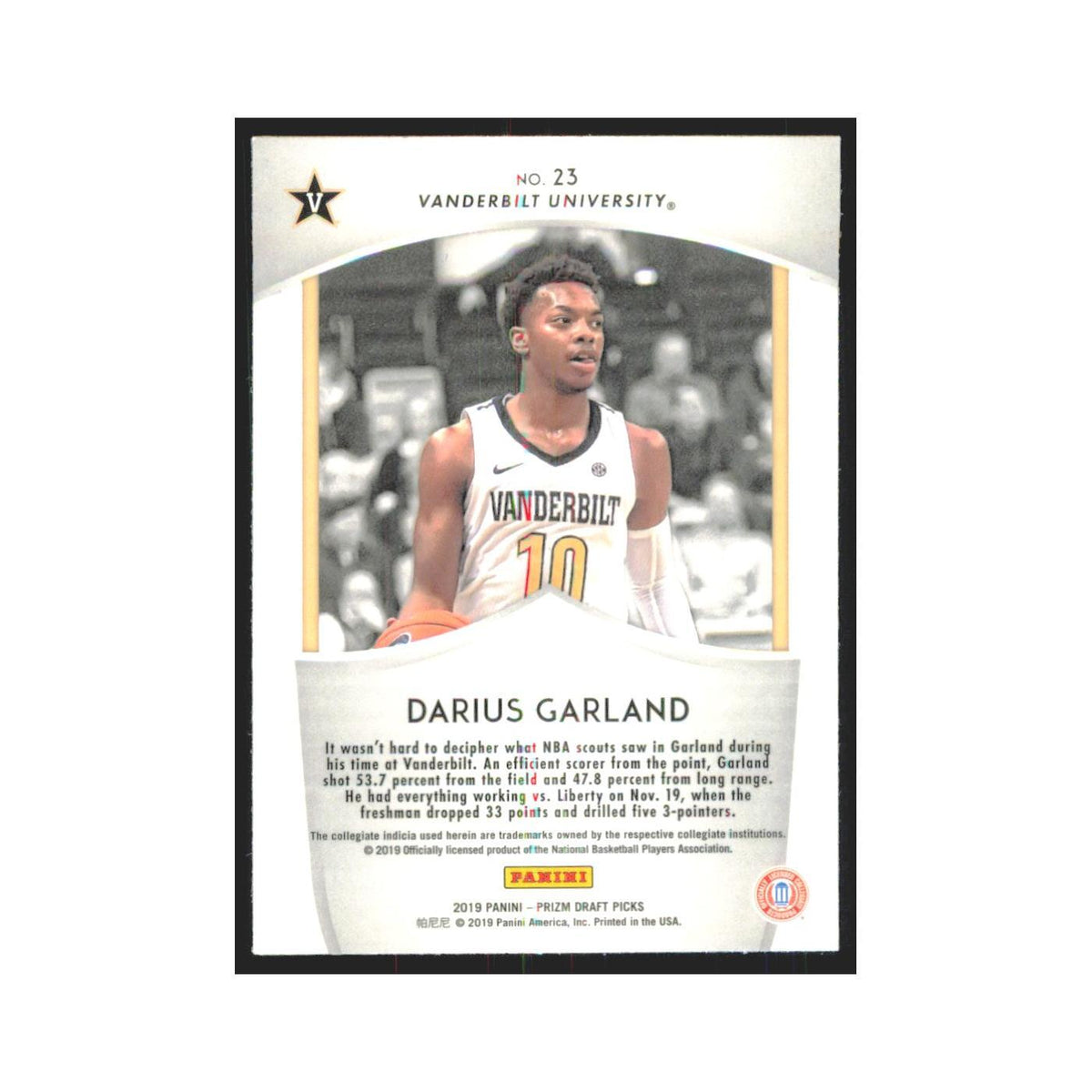 2019 Panini Prizm Draft Darius Garland Vanderbilt Commodores #23