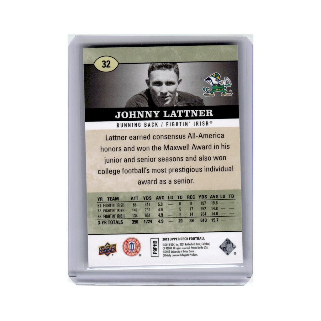 Johnny Lattner 2013 Upper Deck #32 Notre Dame Fighting Irish Football Card NM