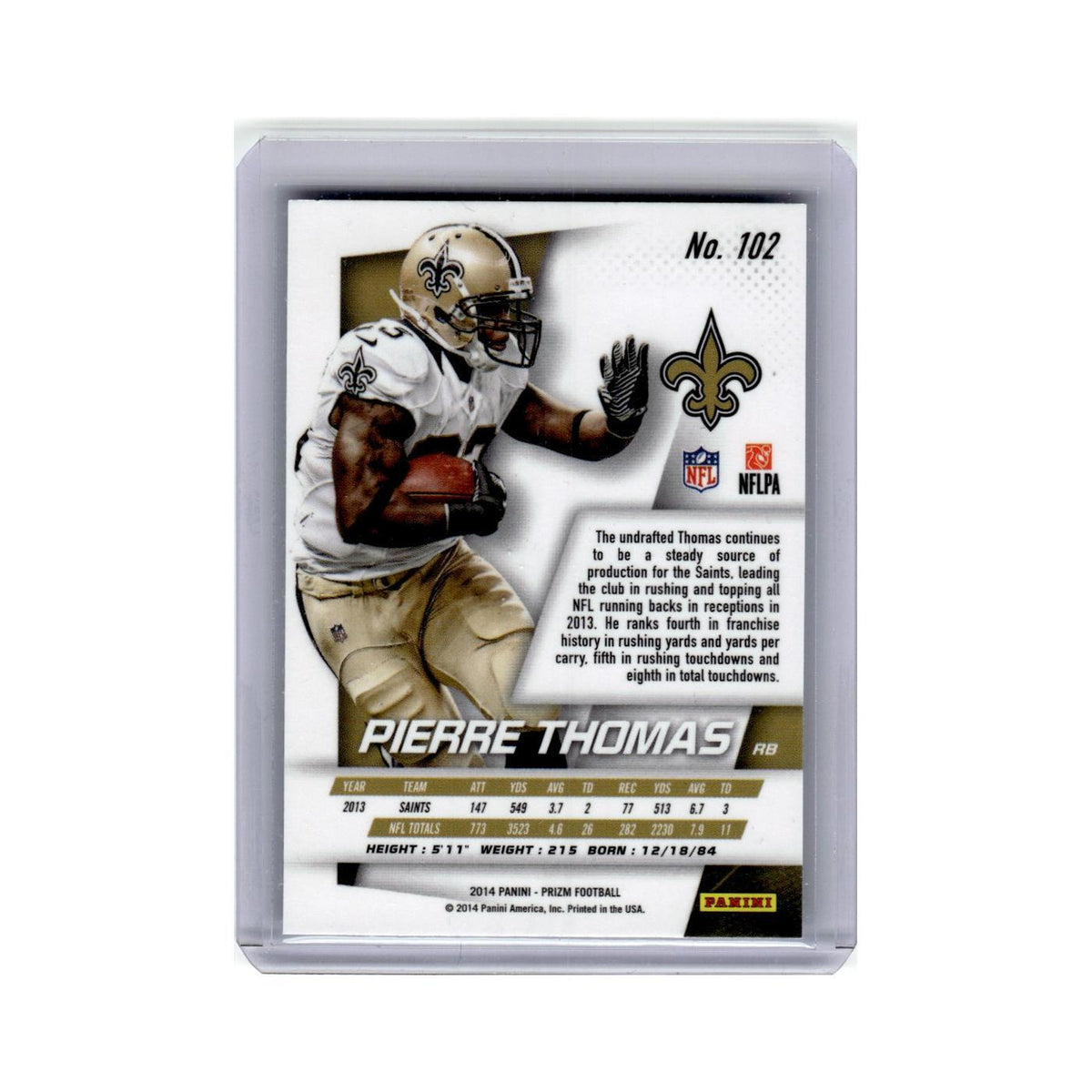 Pierre Thomas 2014 Panini Prizm #102 New Orleans Saints Football Card NM
