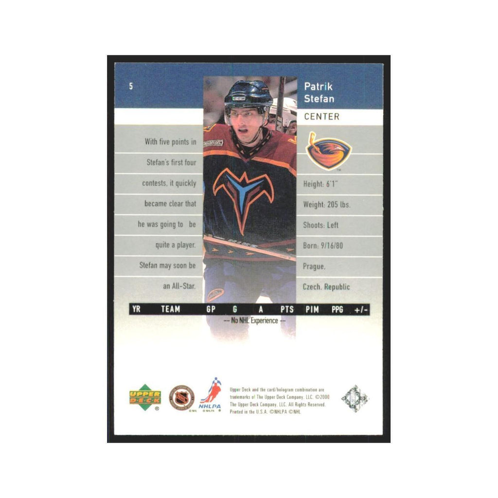 Patrik Stefan 1999 Upper Deck Black Diamond #5 Atlanta Thrashers Hockey Card NM