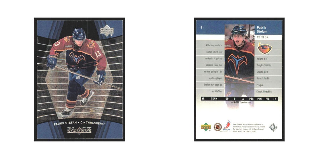 Patrik Stefan 1999 Upper Deck Black Diamond #5 Atlanta Thrashers Hockey Card NM