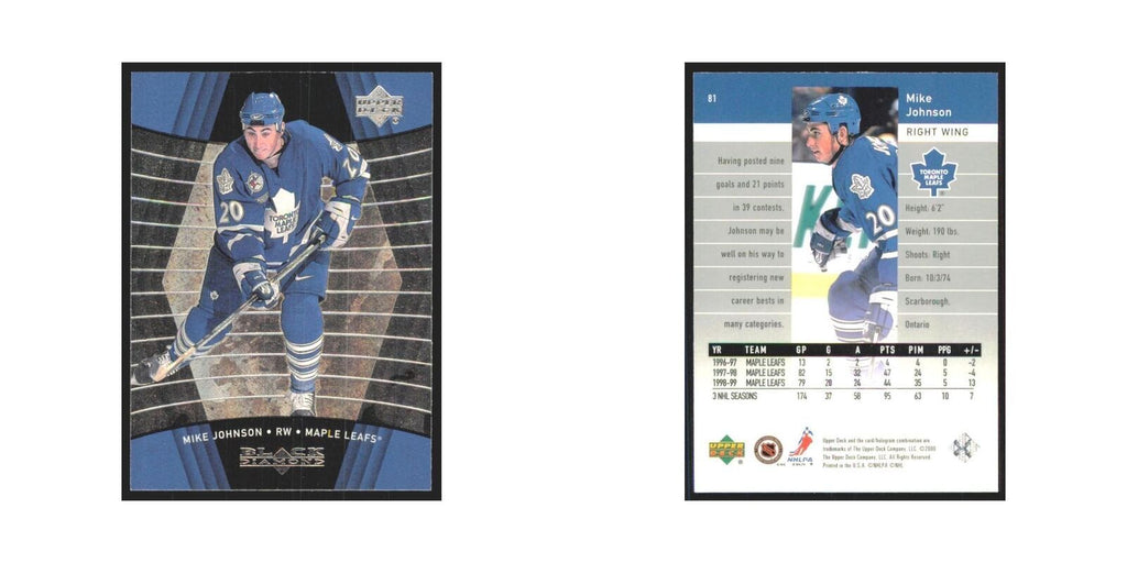 Mike Johnson 1999 Upper Deck Black Diamond #81 Toronto Maple Leafs NM