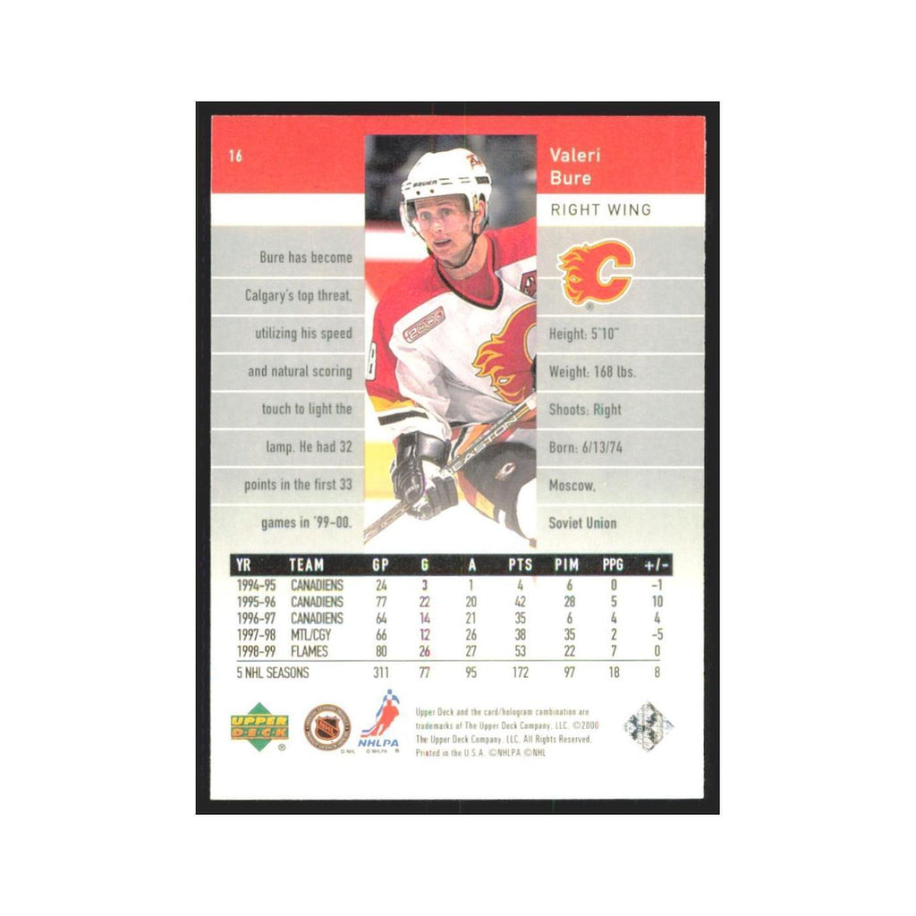 Valeri Bure 1999 Upper Deck Black Diamond #14 Calgary Flames Hockey Card NM