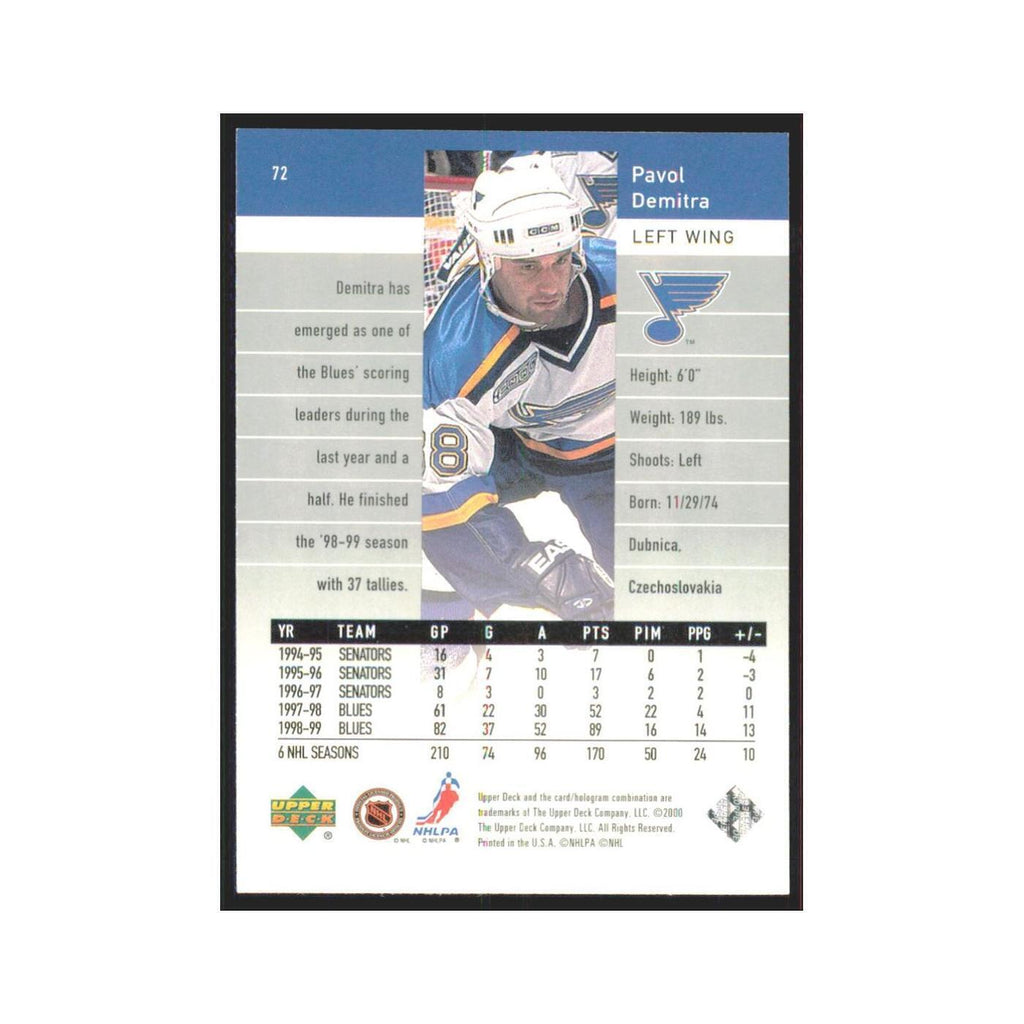 Pavol Demitra 1999 Upper Deck Black Diamond #72 St. Louis Blues Hockey Card NM