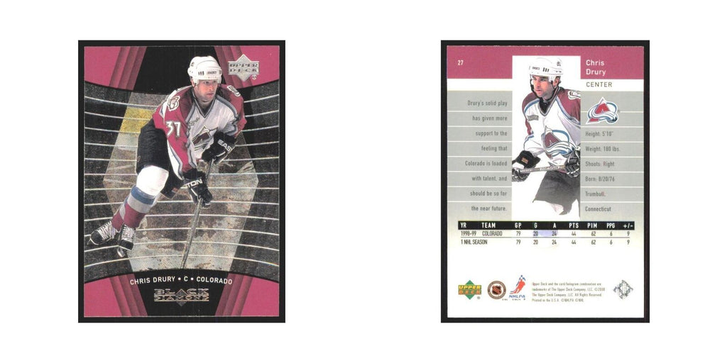 Chris Drury 1999 Upper Deck Black Diamond #27 Colorado Avalanche Hockey Card NM
