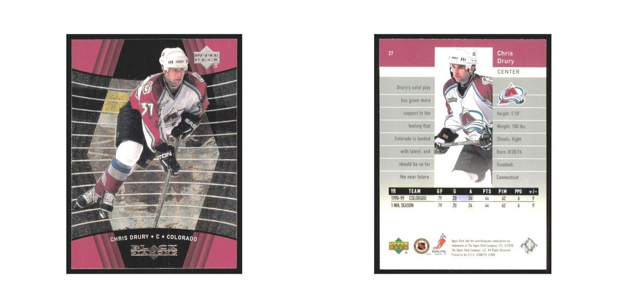 Chris Drury 1999 Upper Deck Black Diamond #27 Colorado Avalanche Hockey Card NM