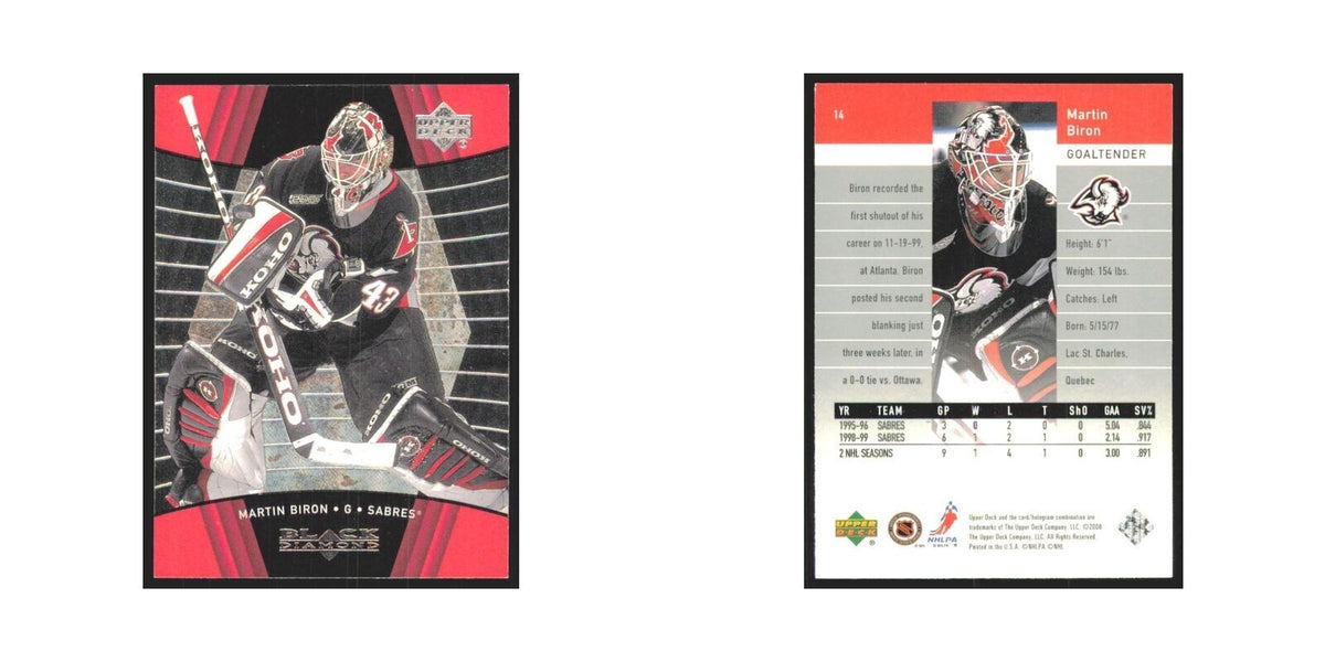 Martin Biron 1999 Upper Deck Black Diamond #14 Buffalo Sabres Hockey Card NM