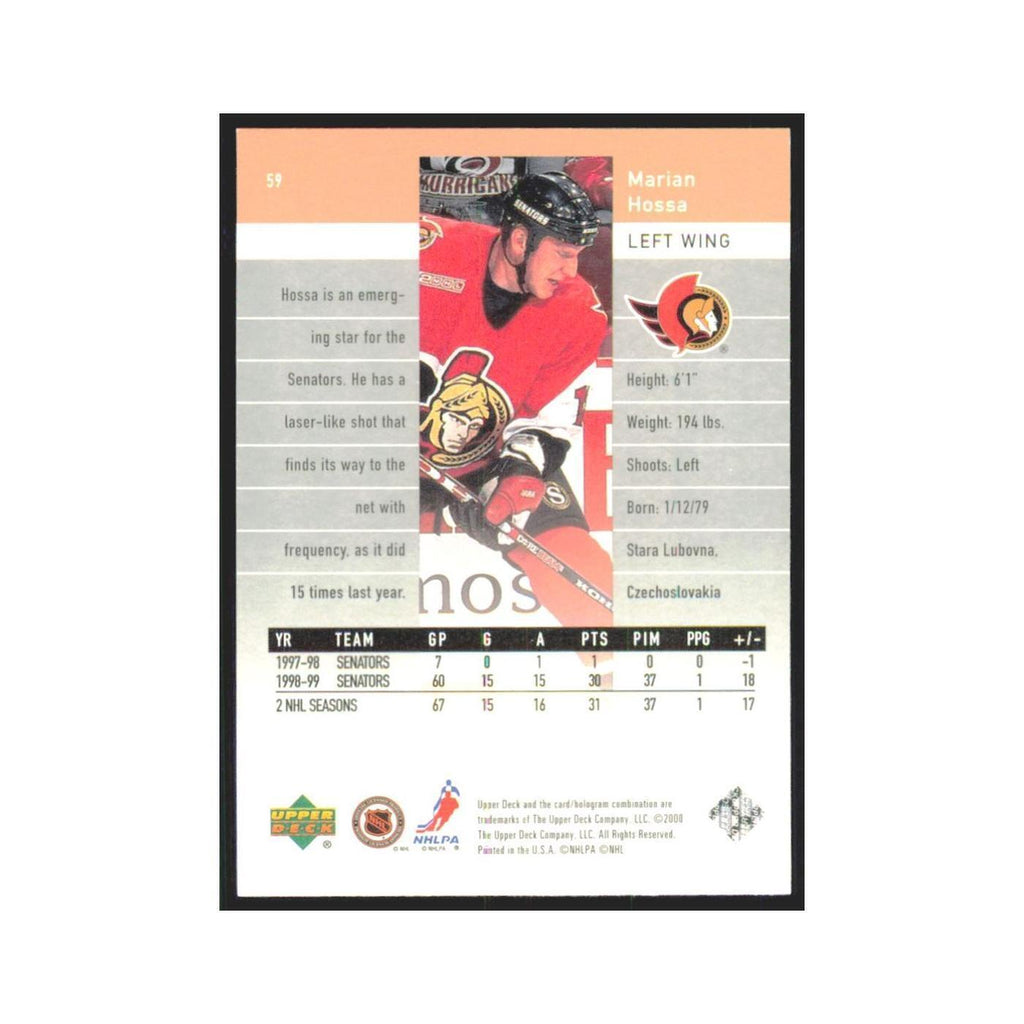 Marian Hossa 1999 Upper Deck Black Diamond #59 Ottawa Senators Hockey Card NM