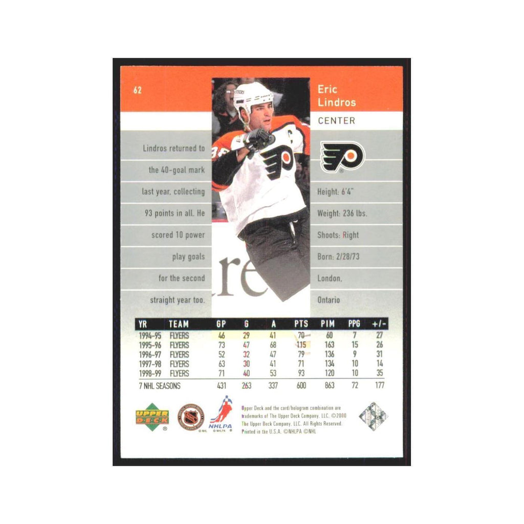 Eric Lindros 1999 Upper Deck Black Diamond #62 Philadelphia Flyers NM