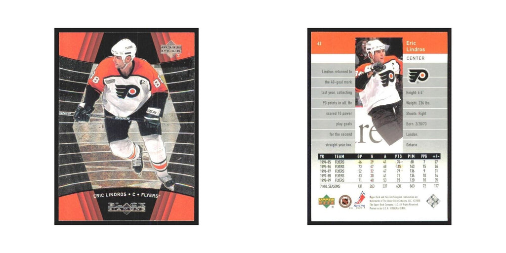 Eric Lindros 1999 Upper Deck Black Diamond #62 Philadelphia Flyers NM