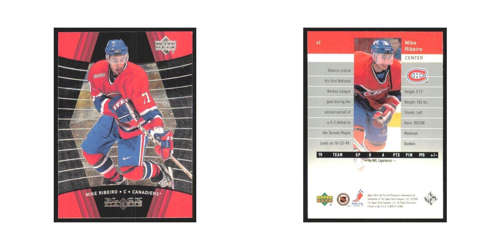 Mike Ribeiro 1999 Upper Deck Black Diamond #47 Montreal Canadiens Hockey Card NM