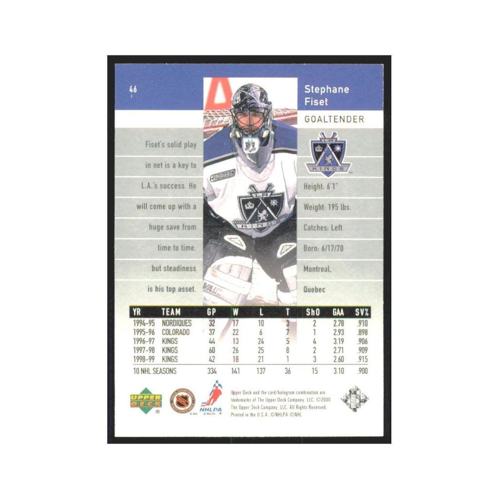 Stephane Fiset 1999 Upper Deck Black Diamond #46 Los Angeles Kings NM