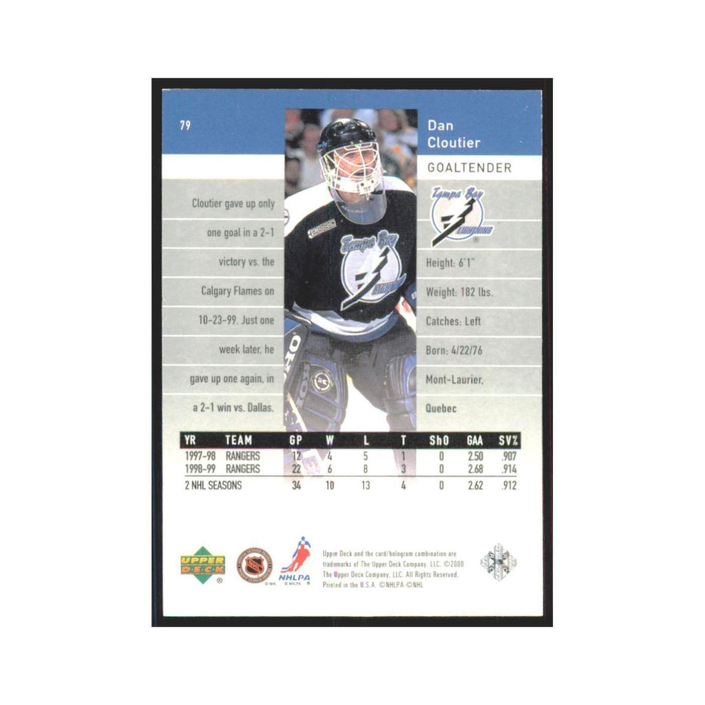 Dan Cloutier 1999 Upper Deck Black Diamond #79 Tampa Bay Lightning NM
