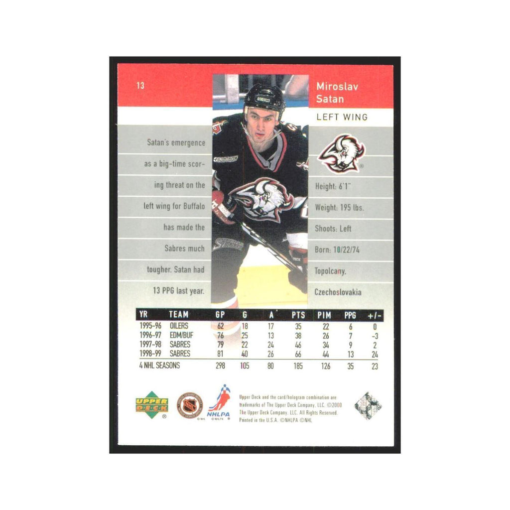 Miroslav Satan 1999 Upper Deck Black Diamond #13 Buffalo Sabres Hockey Card NM