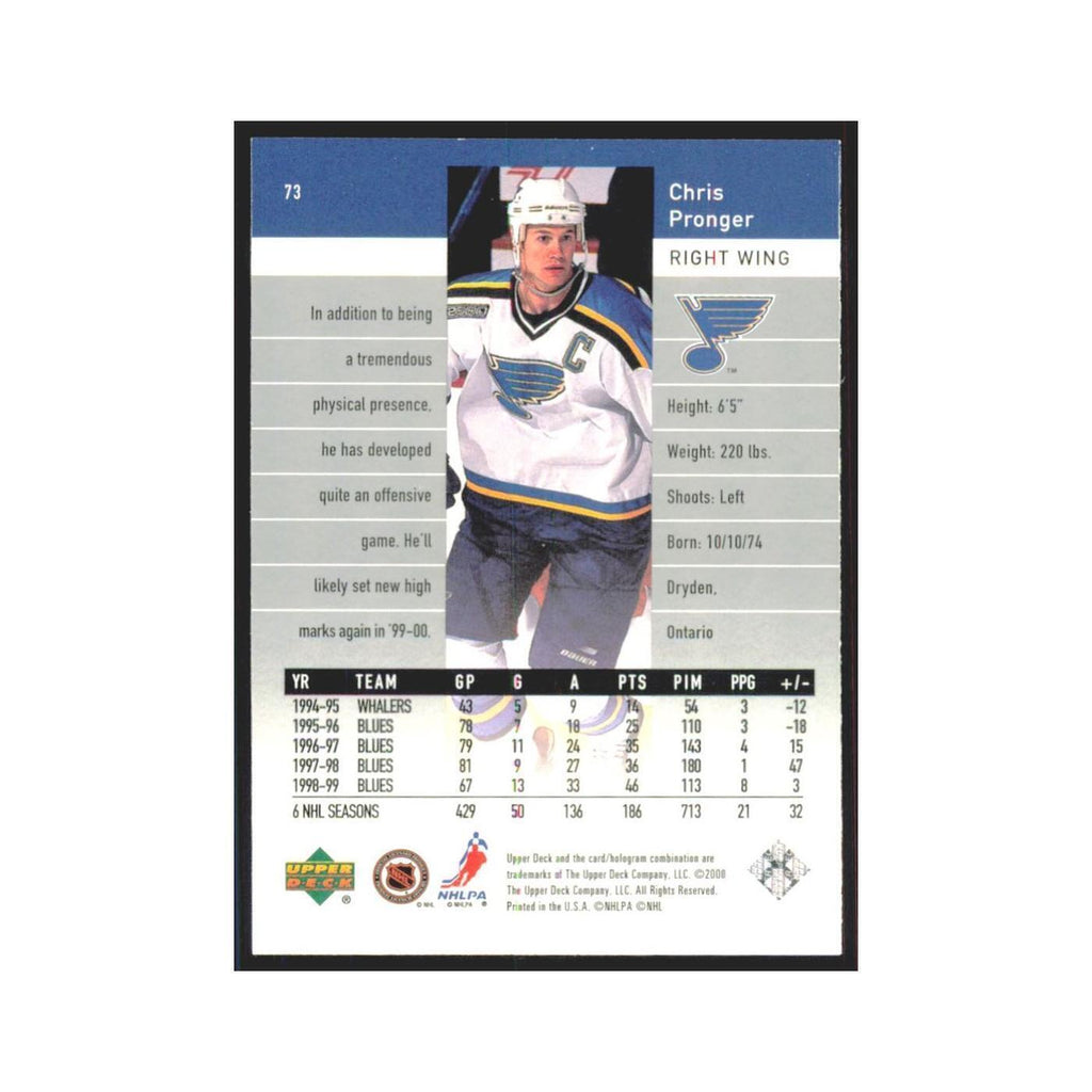 Chris Pronger 1999 Upper Deck Black Diamond #73 St. Louis Blues Hockey Card NM