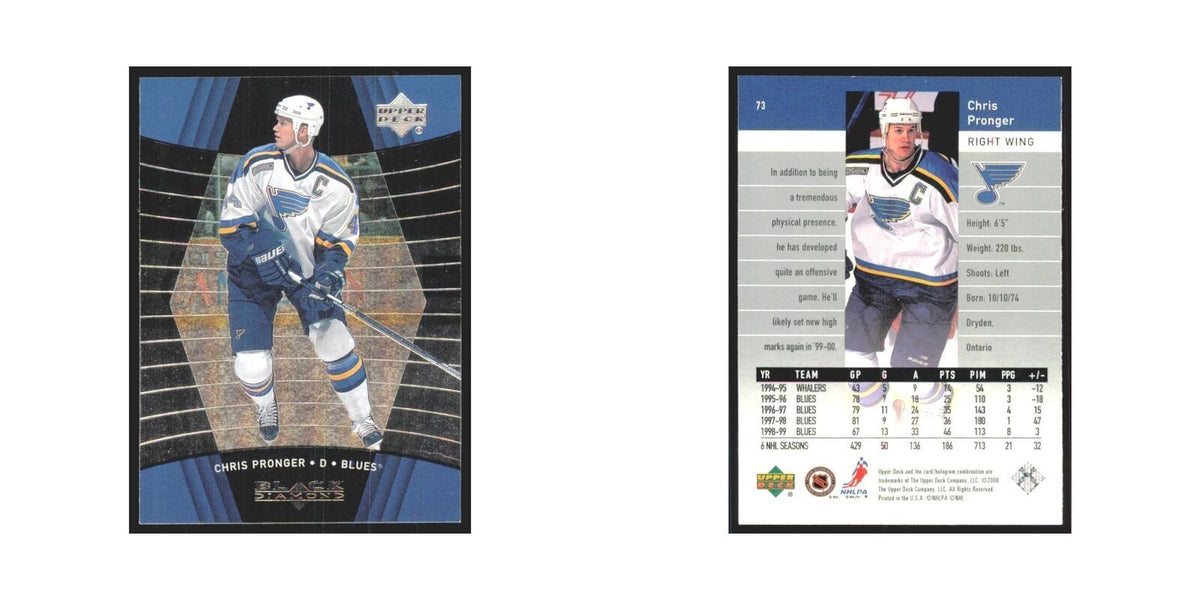 Chris Pronger 1999 Upper Deck Black Diamond #73 St. Louis Blues Hockey Card NM
