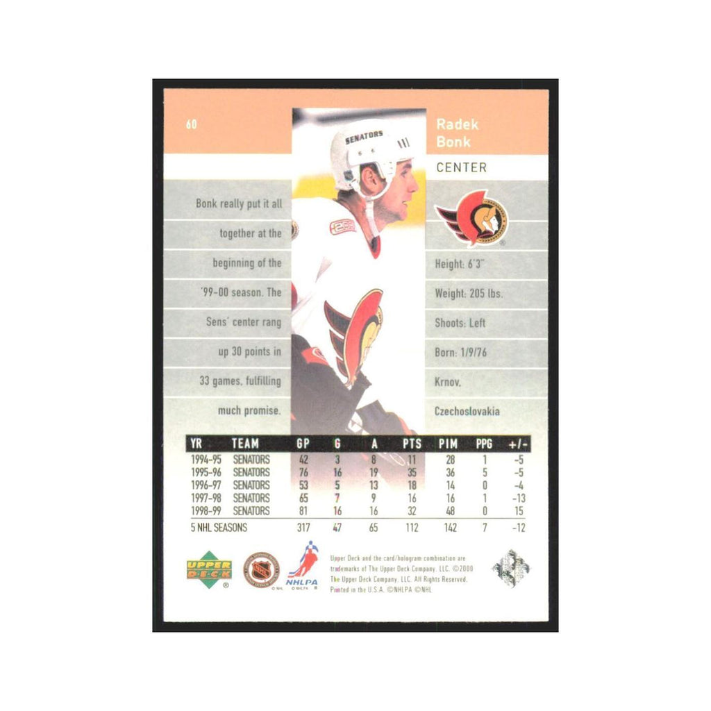 Radek Bonk 1999 Upper Deck Black Diamond #60 Ottawa Senators Hockey Card NM