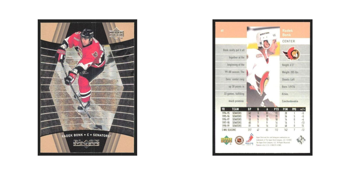Radek Bonk 1999 Upper Deck Black Diamond #60 Ottawa Senators Hockey Card NM
