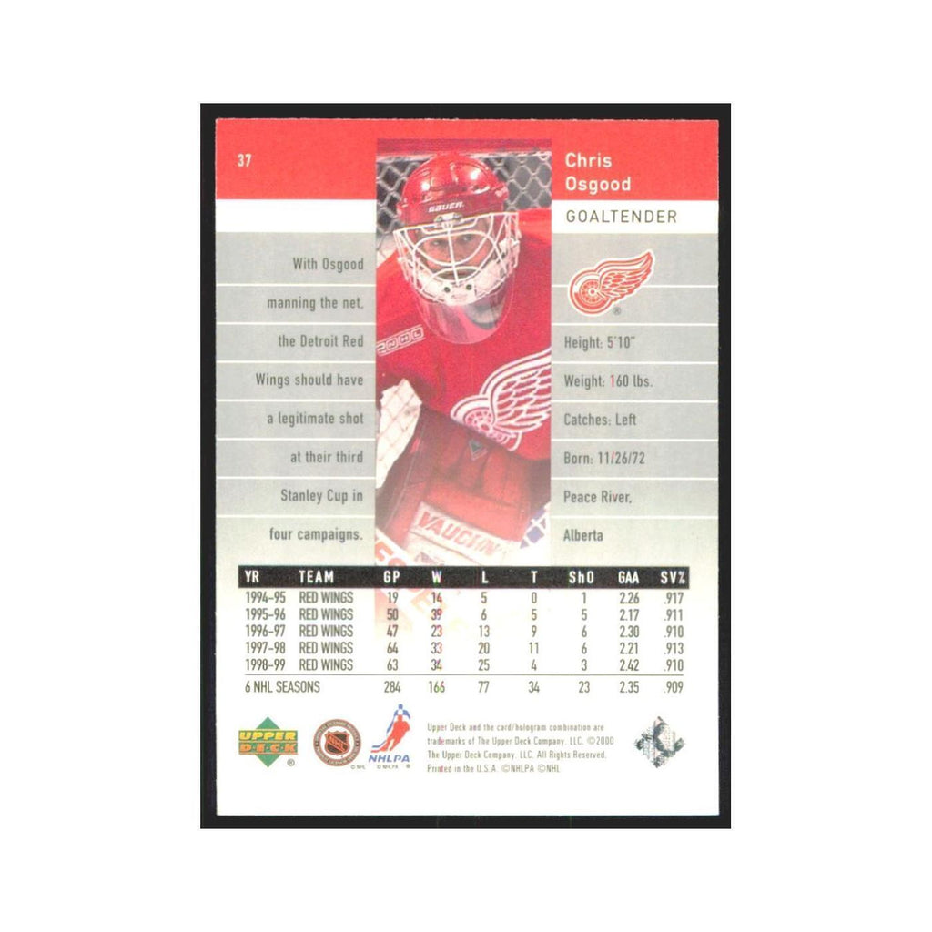 Chris Osgood 1999 Upper Deck Black Diamond #37 Detroit Red Wings Hockey Card NM