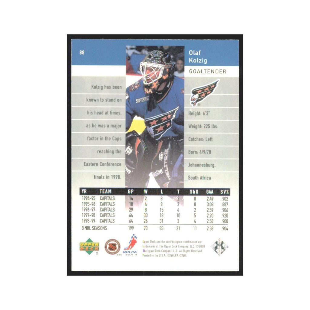 Olaf Kolzig 1999 Upper Deck Black Diamond #88 Washington Capitals Hockey Card NM