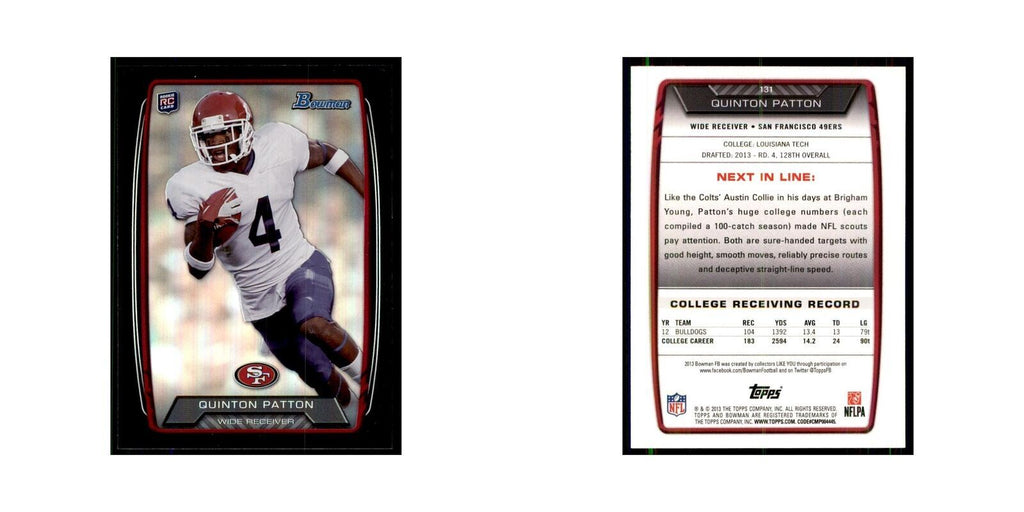 2013 Bowman Foil Quinton Patton Football Cards #131