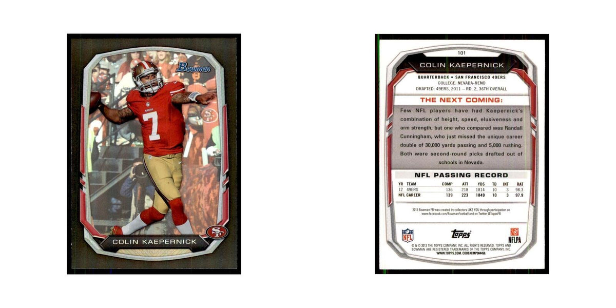 2013 Bowman Foil Colin Kaepernick Football Cards #101