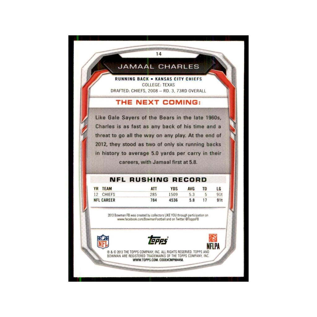 2013 Bowman Foil Jamaal Charles Football Cards #14