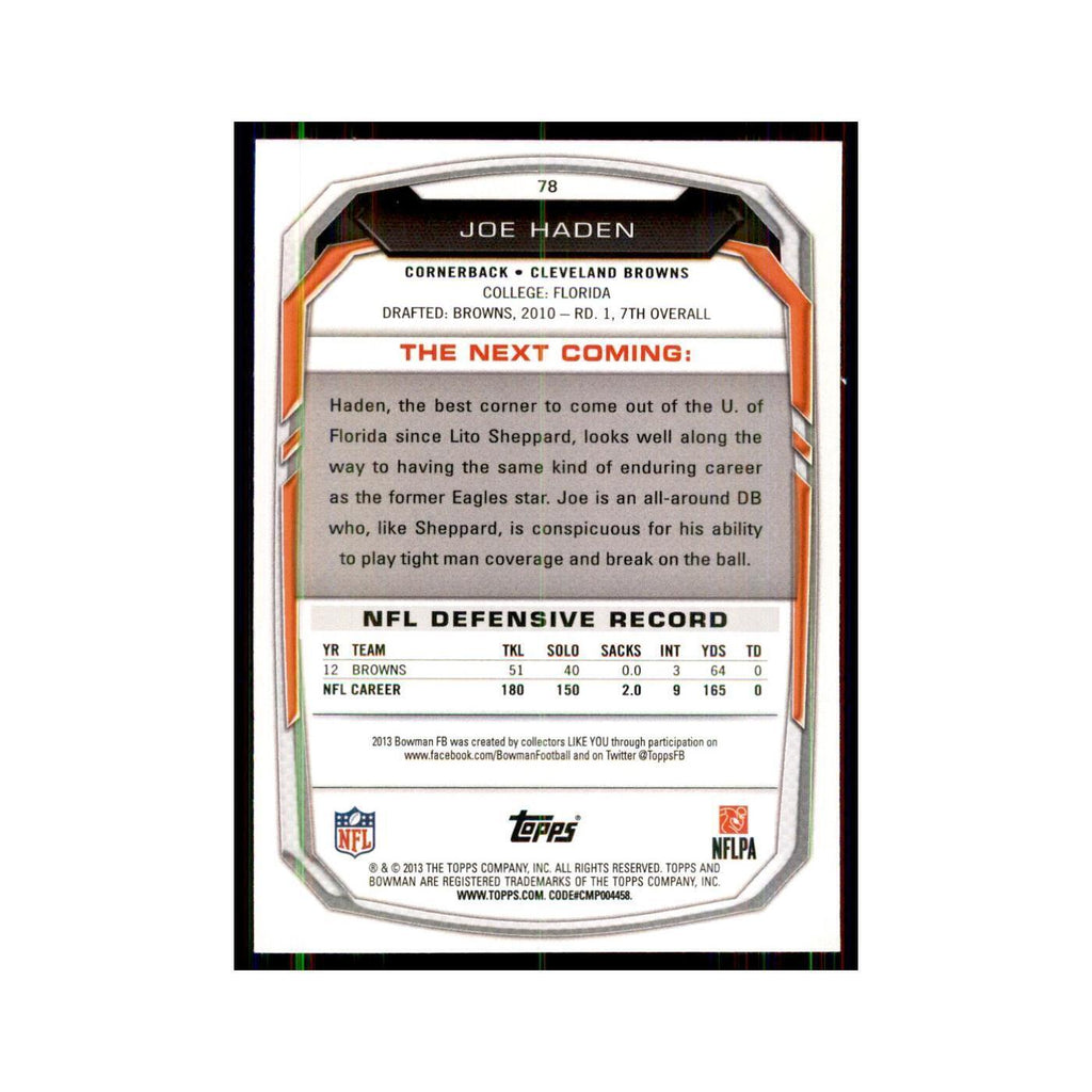 2013 Bowman Foil Joe Haden Football Cards #78
