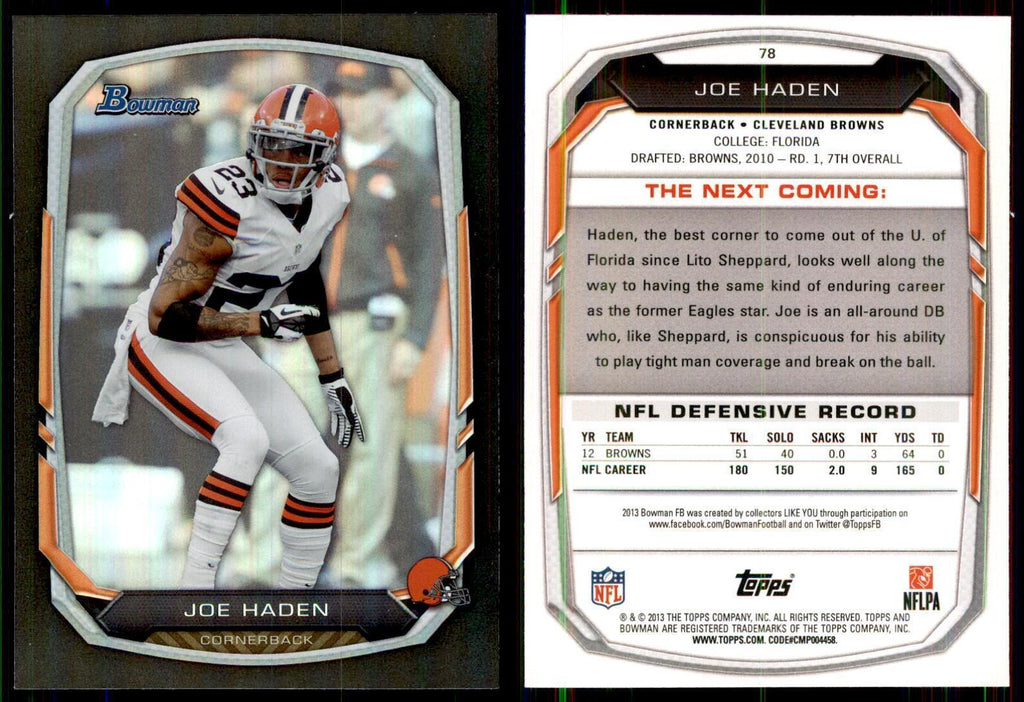 2013 Bowman Foil Joe Haden Football Cards #78