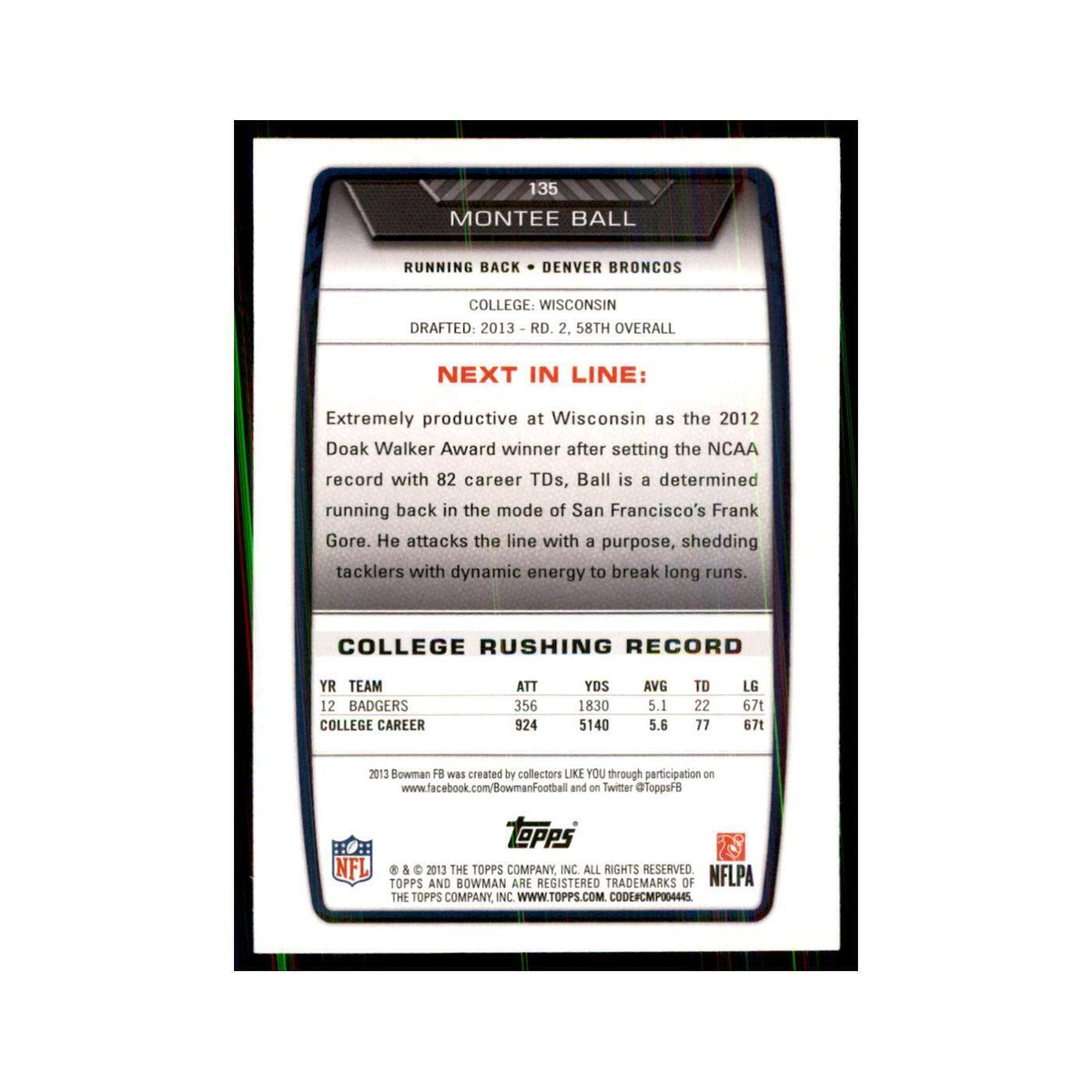 2013 Bowman Foil Montee Ball #135