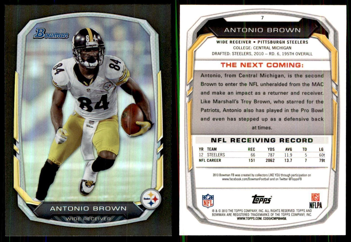 2013 Bowman Foil Antonio Brown Football Cards #7