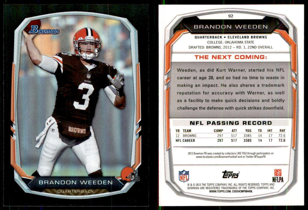 2013 Bowman Foil Brandon Weeden #92