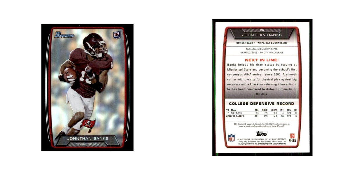 2013 Bowman Foil Johnthan Banks Football Cards #137