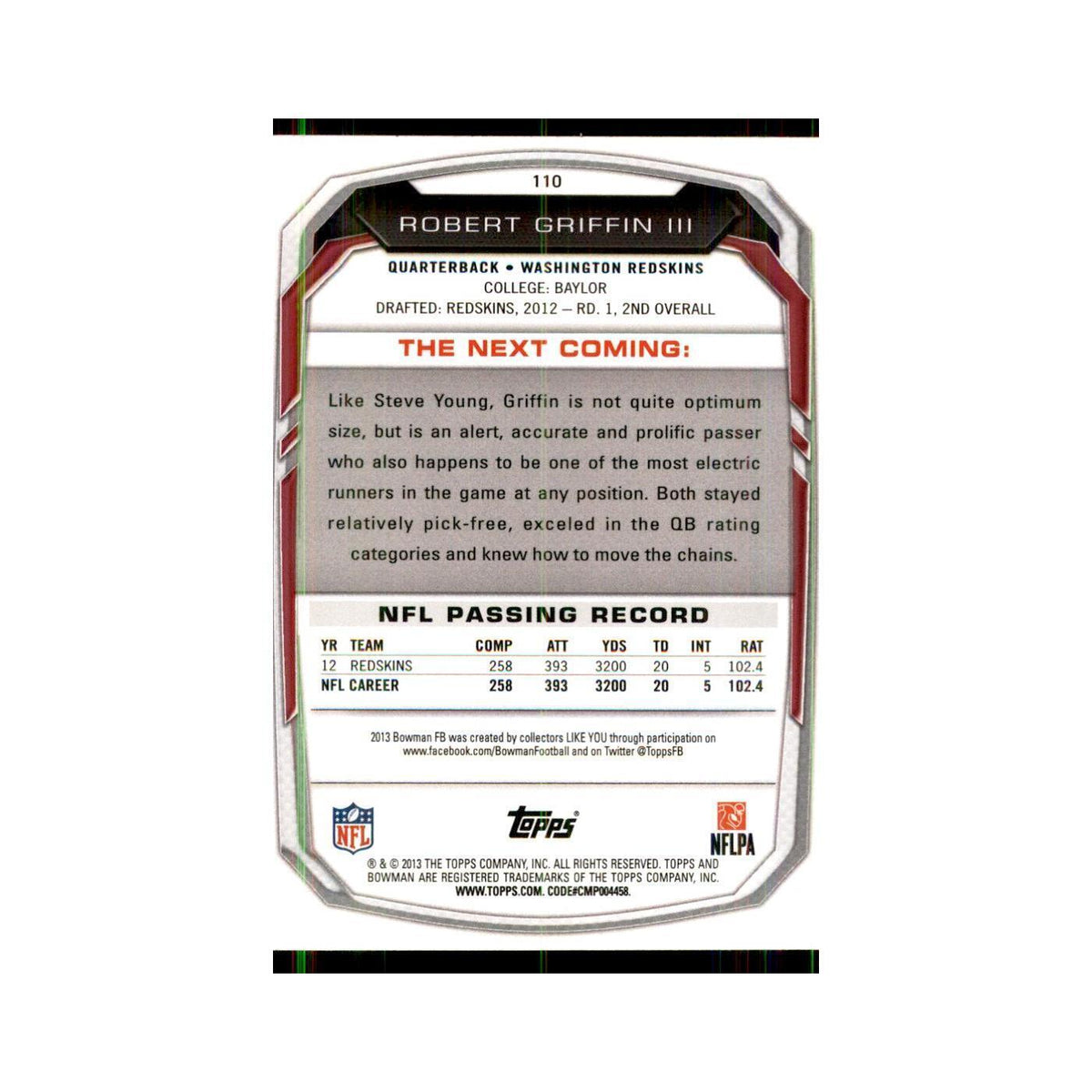 2013 Bowman Foil Robert Griffin III #110