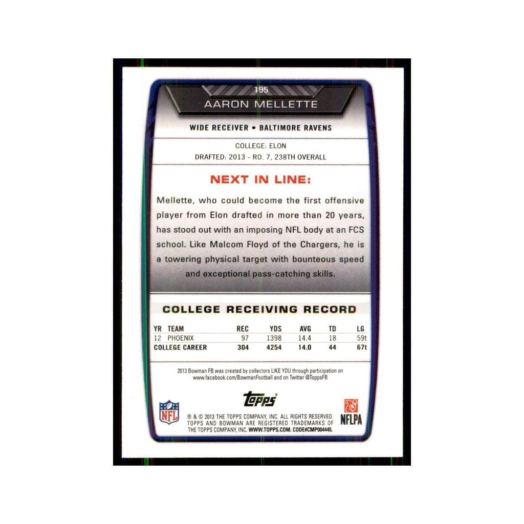 2013 Bowman Foil Aaron Mellette #195