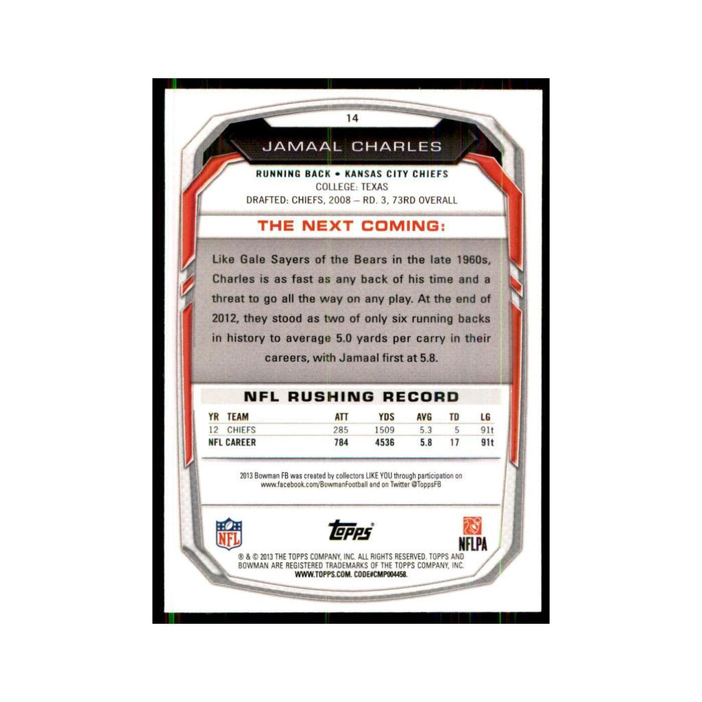 2013 Bowman Foil Jamaal Charles Football Cards #14