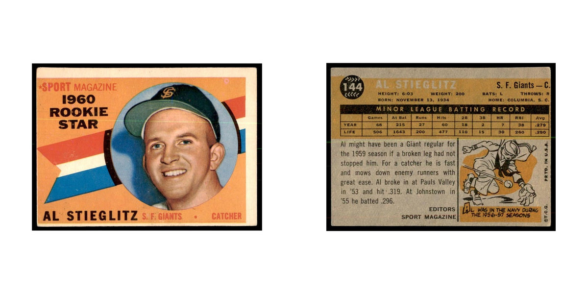 1960 Topps Al Stieglitz RC Baseball Cards #144