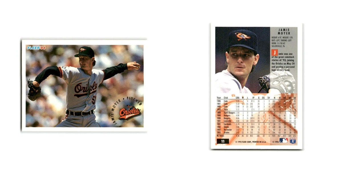 Jamie Moyer 1994 Fleer #11 Baltimore Orioles Baseball Card NM