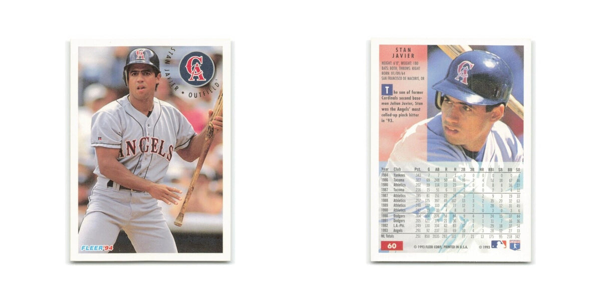 Stan Javier 1994 Fleer #60 California Angels Baseball Card NM