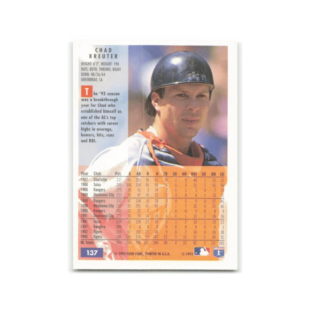 Chad Kreuter 1994 Fleer #137 Detroit Tigers Baseball Card NM